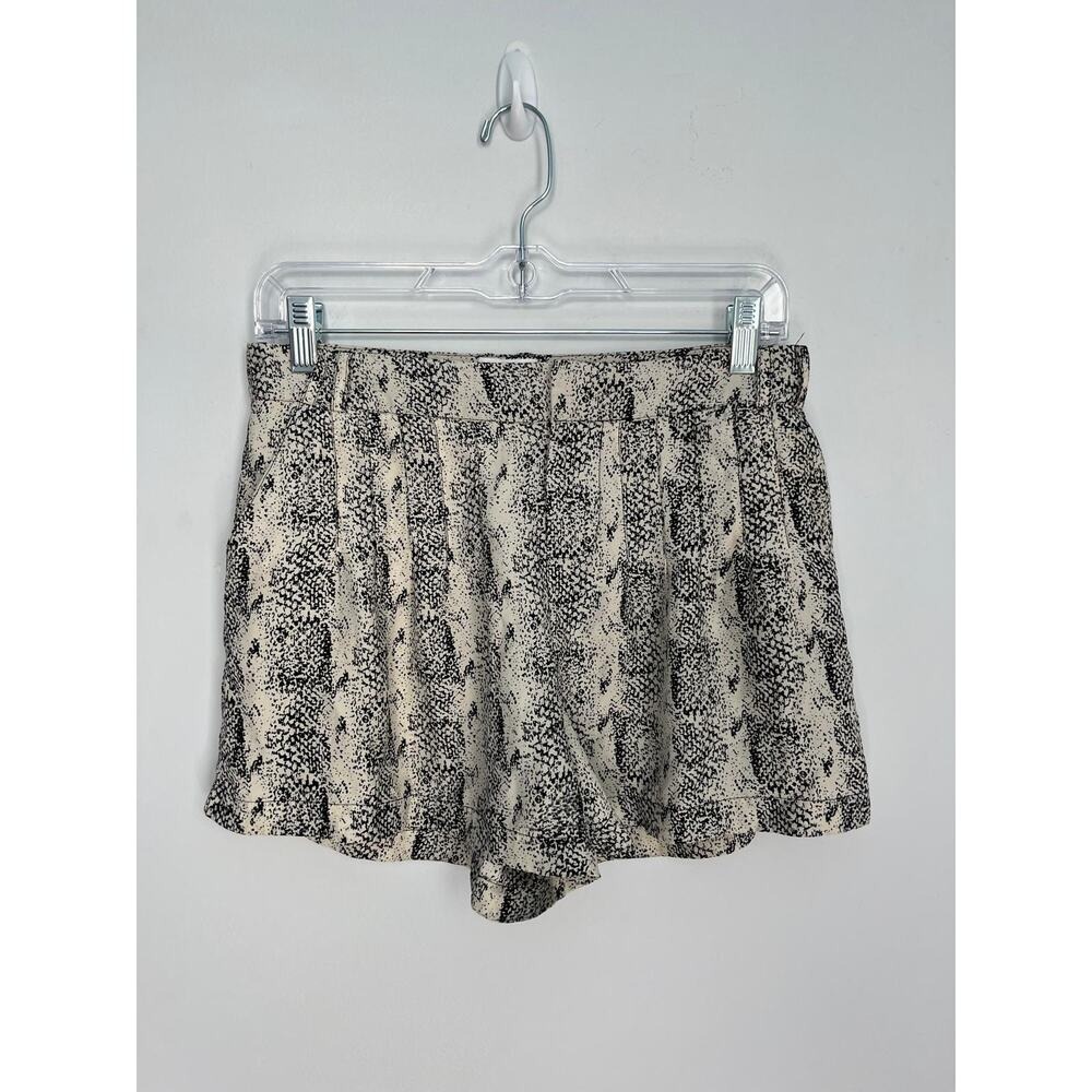 Parker‎ Silk Lounge Shorts Women S Black White Animal Print Pull On Boho Safari
